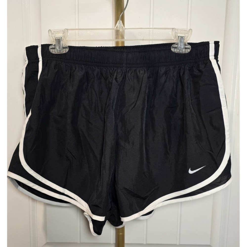 Nike Womens 1X Black White Running Shorts Built In Brief